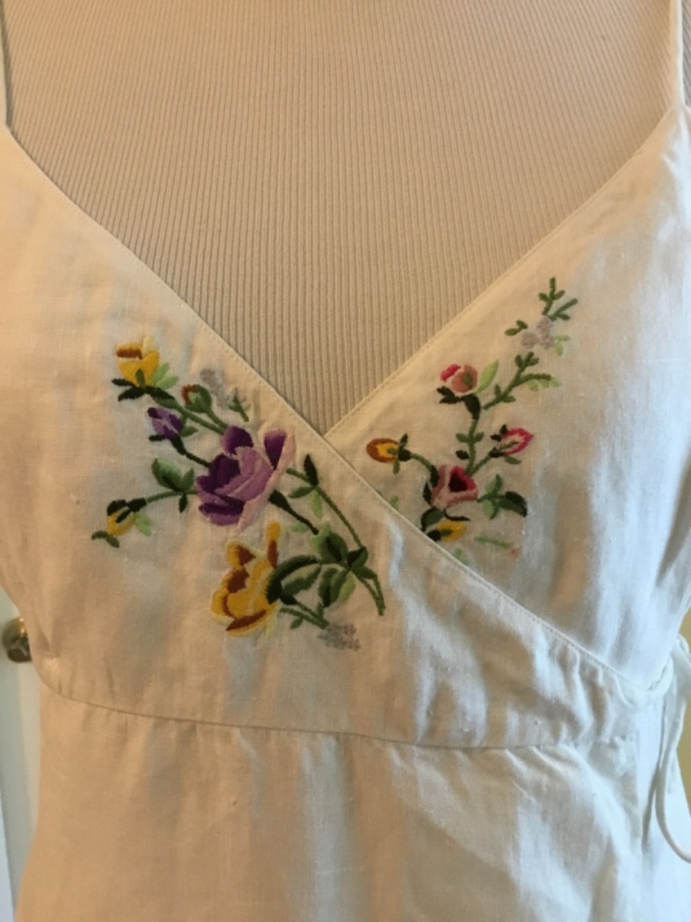 Vintage RALPH by Ralph Lauren White Embroidered Linen Blend Maxi Dress - Picture 13 of 15